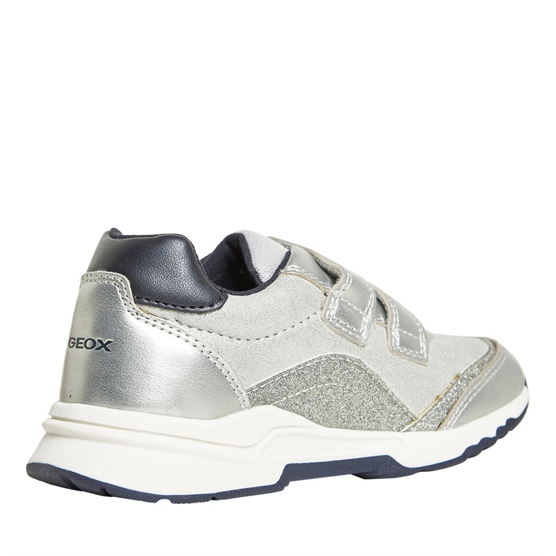 GEOX Girls Infant Pyrip Velcro Trainers Silver/Navy