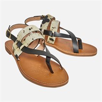 GEOX Sandales Plates Maddalusia Femme Noir/Blanc