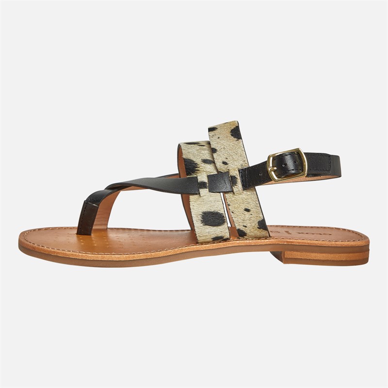 GEOX Dame Maddalusia Flade Sandaler Sort / Hvid