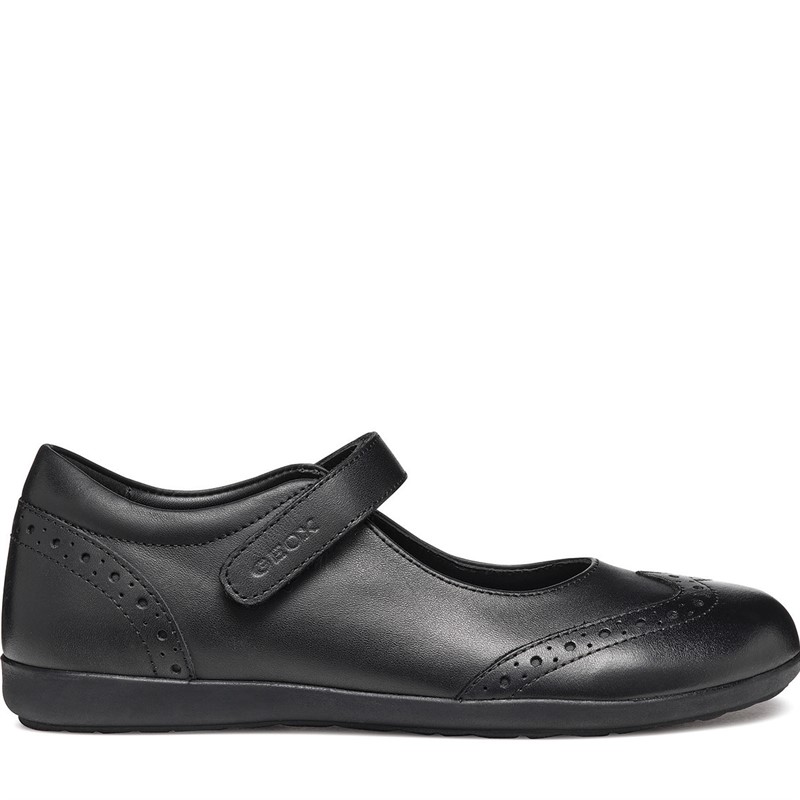 GEOX Junior Girls Iberide Mary Jane Brogue Shoes Black - Size 34