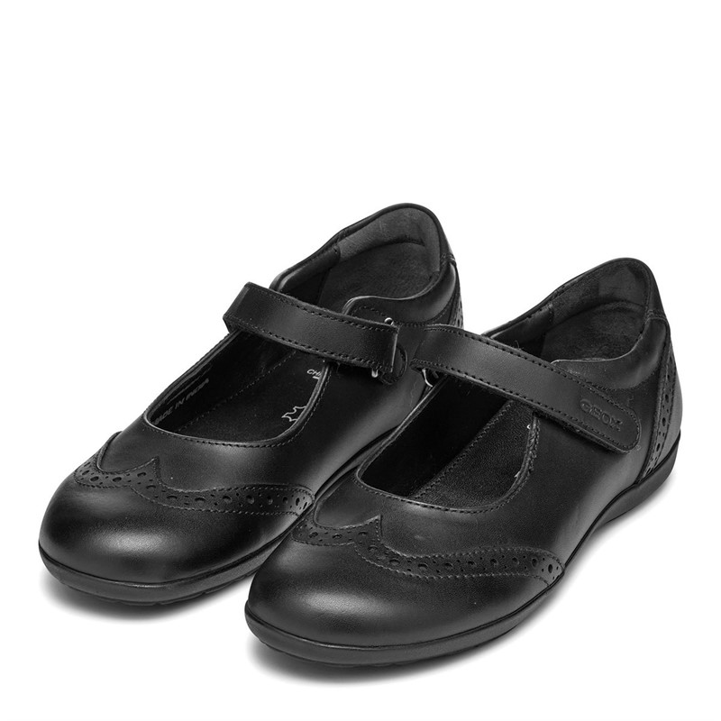 GEOX Junior Girls Iberide Mary Jane Brogue Shoes Black