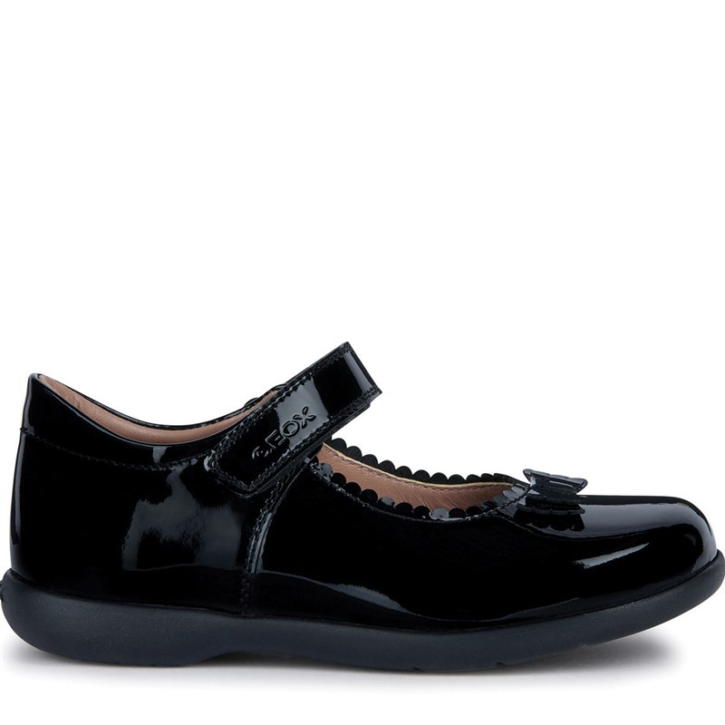 GEOX Girls Naimara Mary Jane Bow Shoes Black Patent - Size 28