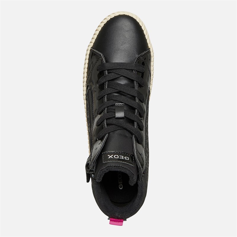 GEOX Junior Girls Mirroless Zip Hi Top Trainers Black