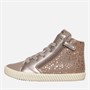 GEOX Fille Mirroless Zip Hi Top Baskets Dark Beige