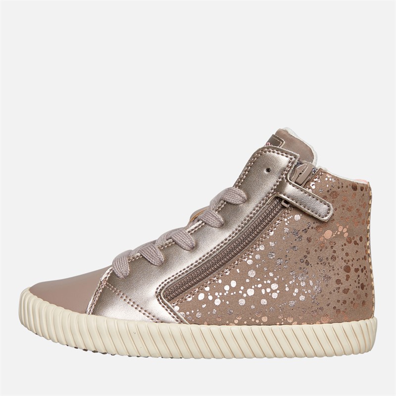 GEOX Fille Mirroless Zip Hi Top Baskets Dark Beige