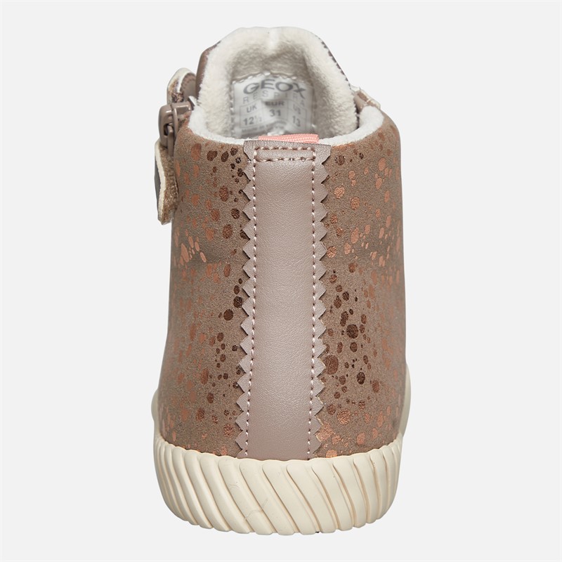 GEOX Fille Mirroless Zip Hi Top Baskets Dark Beige