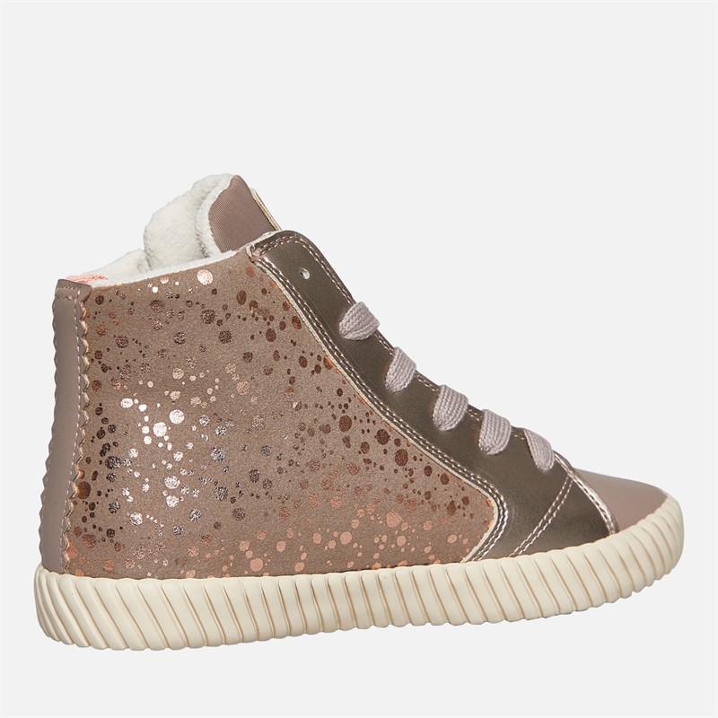 GEOX Fille Mirroless Zip Hi Top Baskets Dark Beige
