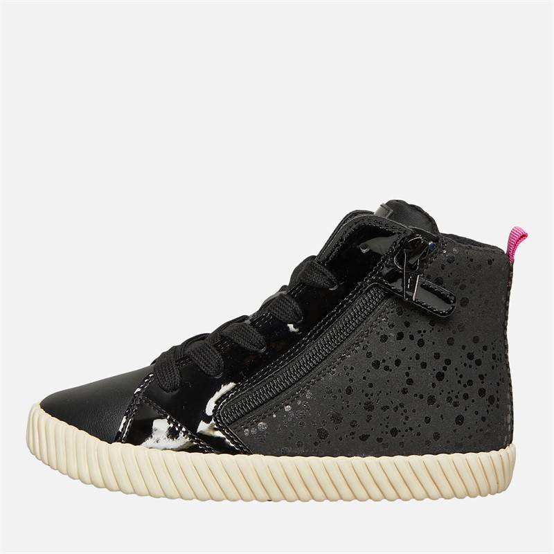 GEOX Girls Mirroless Zip Hi-Top Trainers Black - Size 29
