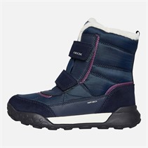 GEOX Junior Girls Trekkyup Dual Strap Fur Lined Boots Navy/Purple