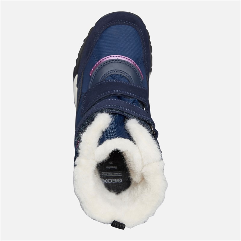 GEOX Junior Mädchen Trekkyup Doppelschnalle Fell Gefütterte Stiefel Marine/Lila