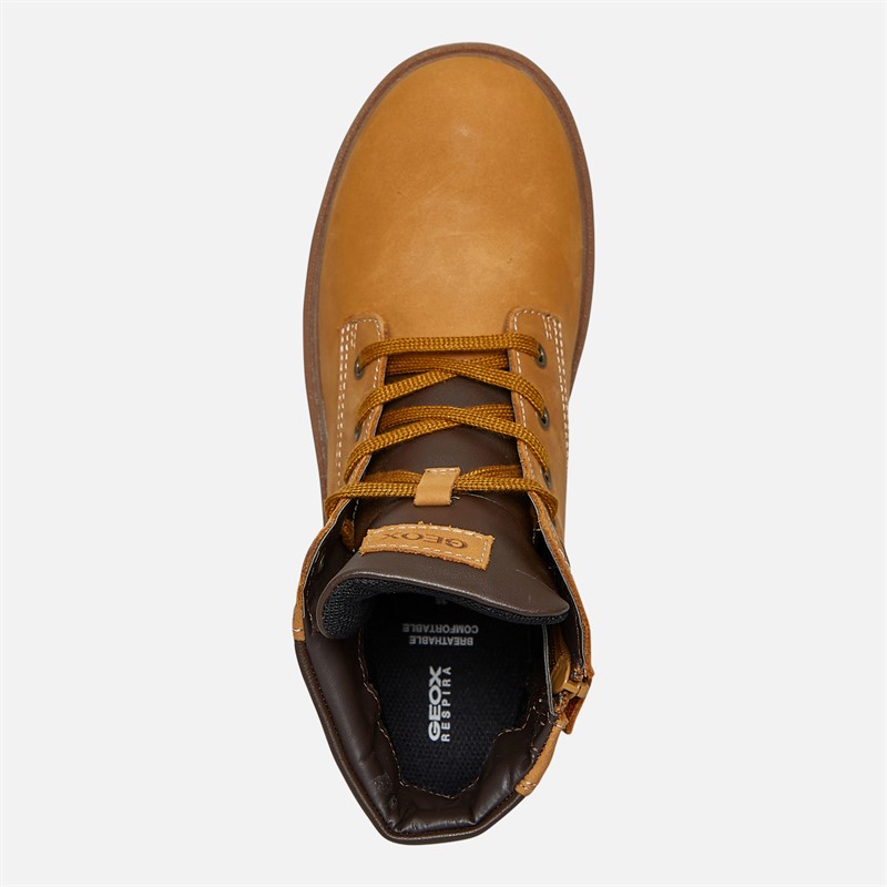 GEOX Junior Junge Shaylax Innen Reißverschluss Stiefel Gelb/Braun