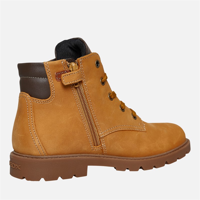 GEOX Junior Junge Shaylax Innen Reißverschluss Stiefel Gelb/Braun