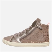 GEOX Mädchen Junior Mirroless Reißverschluss Hi Top Sneaker Dark Beige