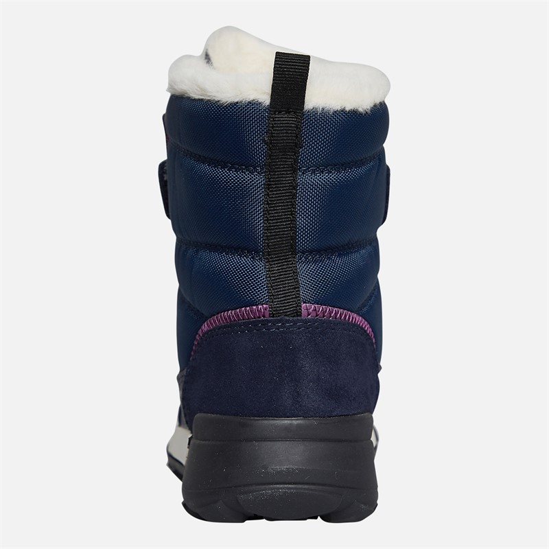 GEOX Mädchen Trekkyup Zweifach Riemen Fell gefütterte Stiefel Marineblau/Lila