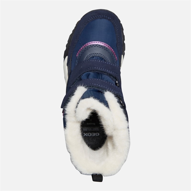 GEOX Mädchen Trekkyup Zweifach Riemen Fell gefütterte Stiefel Marineblau/Lila