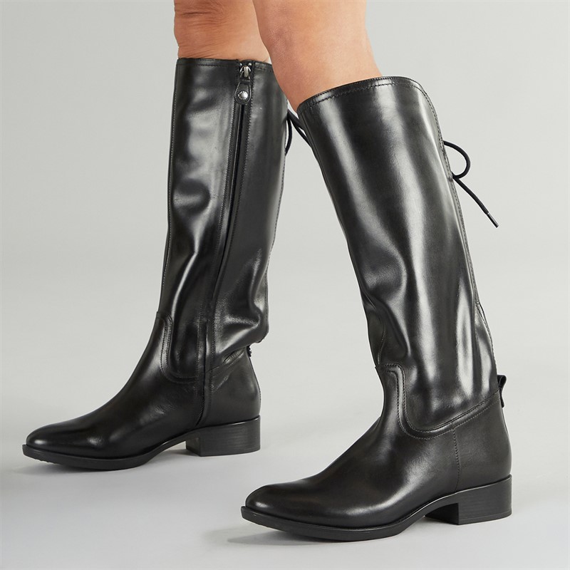 GEOX Womens Felicity Knee High Stretch Boots Black - Size 40