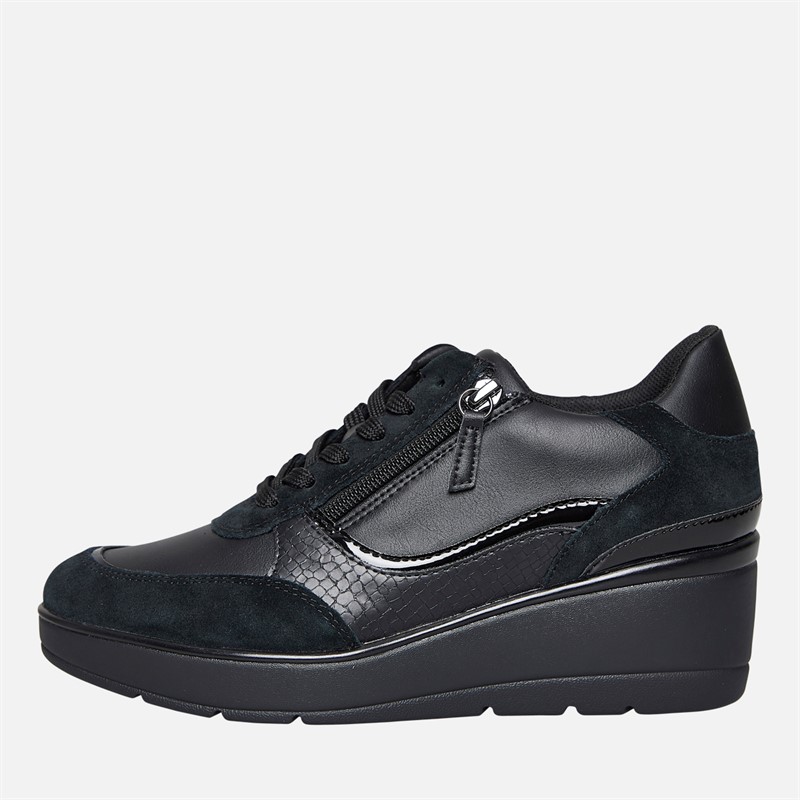 GEOX Dames Ilde Sleehak Rits Sneakers Zwart - Maat 38