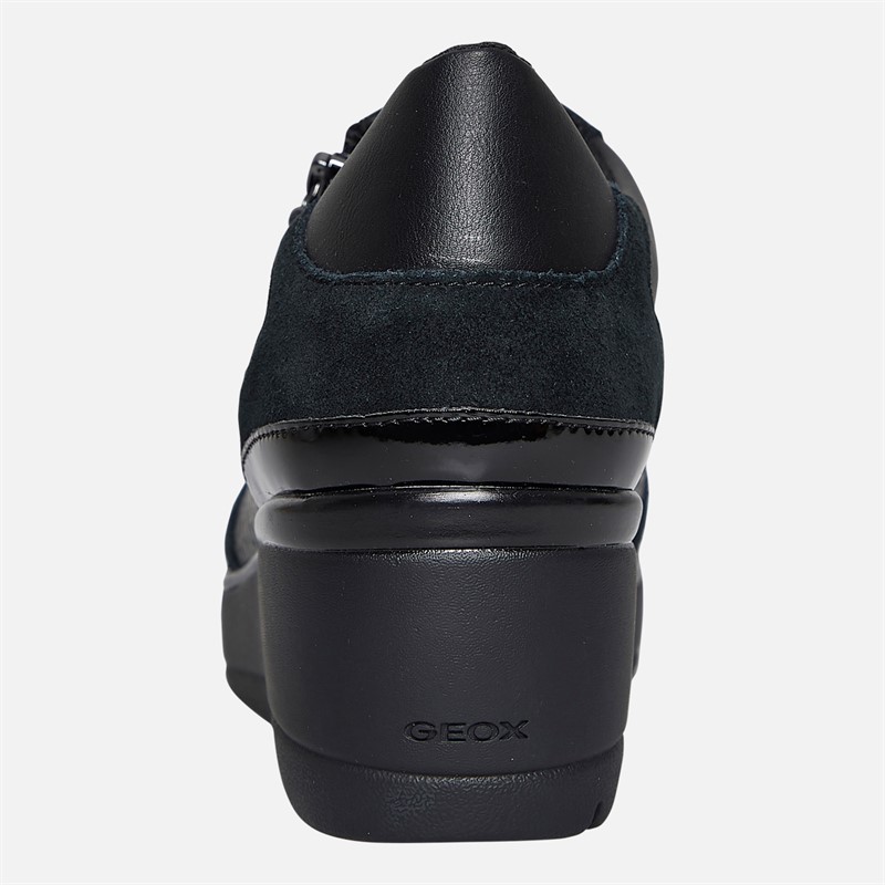 GEOX sneakersy dla niej klinowe sznurowane kolor czarny