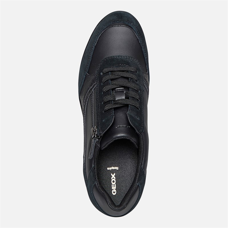 GEOX sneakersy dla niej klinowe sznurowane kolor czarny