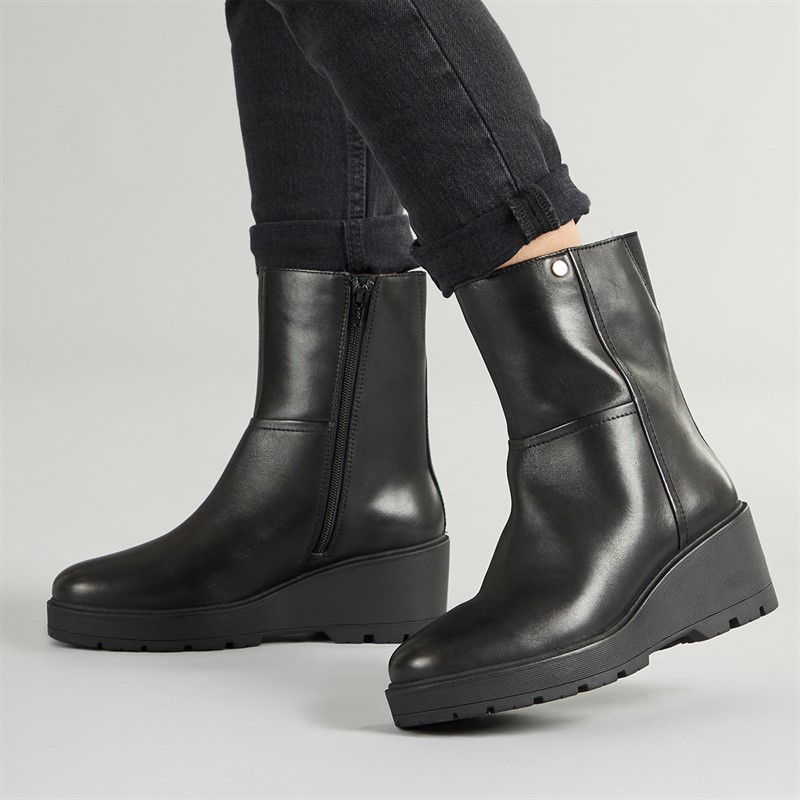 GEOX Womens Miereille Wedge Heel Ankle Boots Black - Size 38