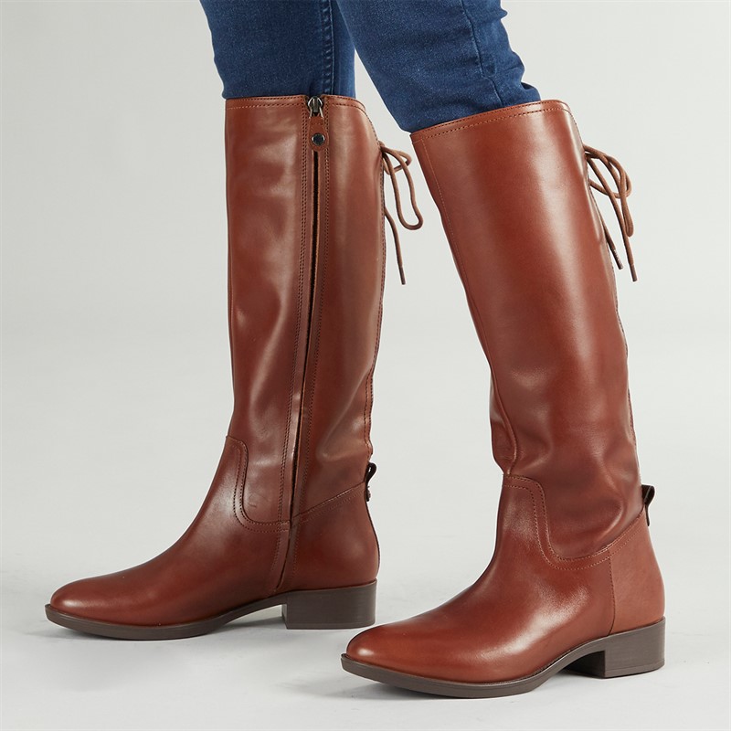 GEOX Womens Felicity Knee High Stretch Boots Brown - Size 38