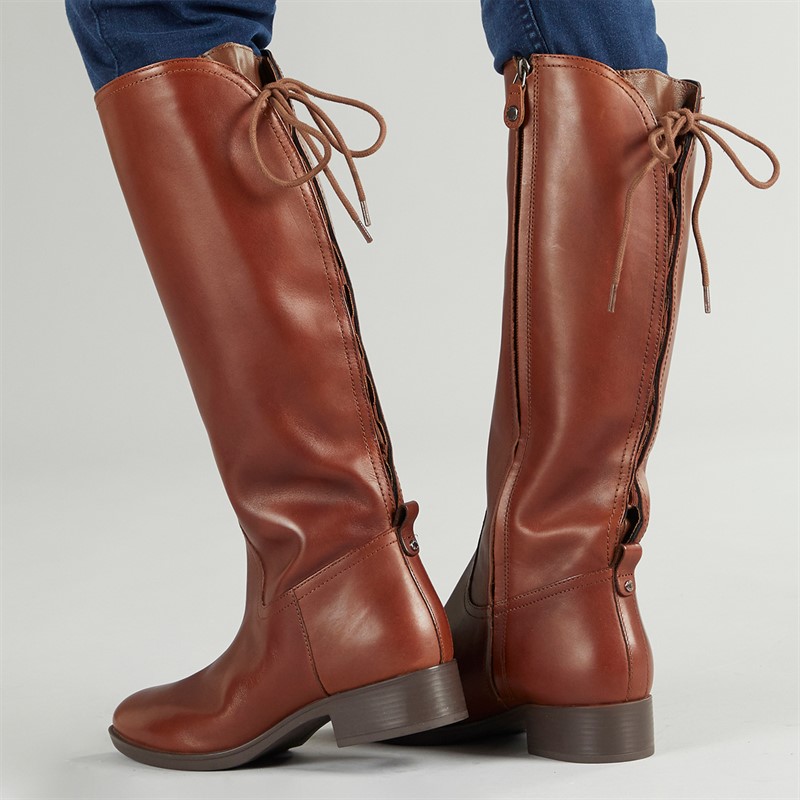 GEOX Womens Felicity Knee High Stretch Boots Brown