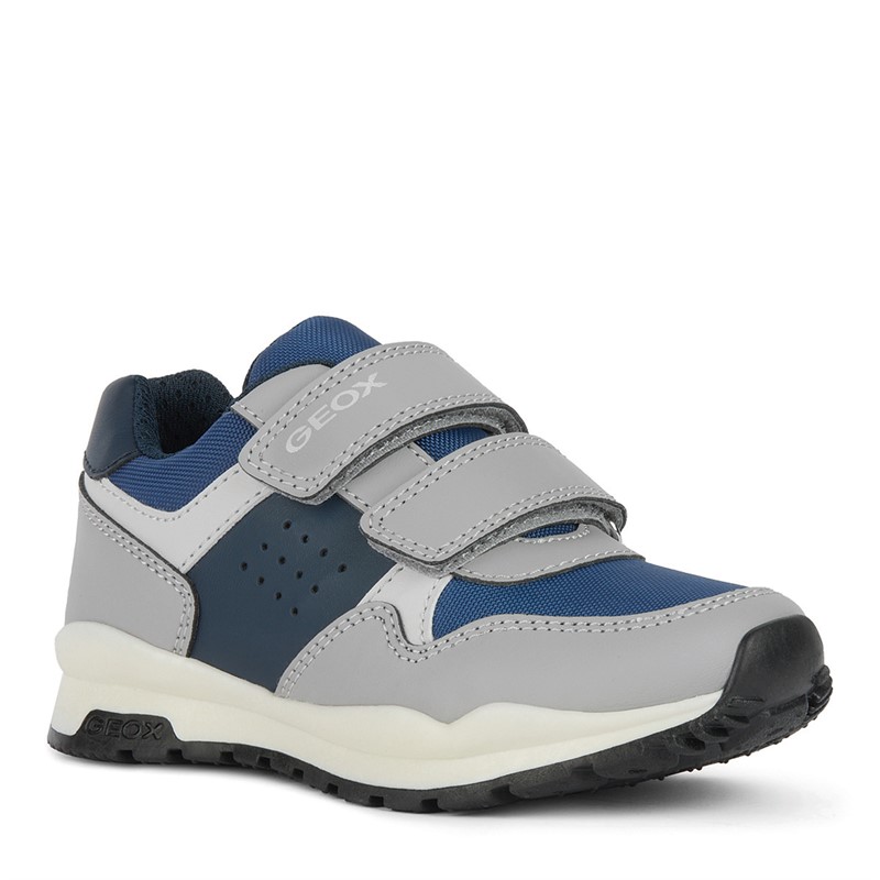 GEOX Junior Boys Pavel Double Strap Trainers Grey/Navy