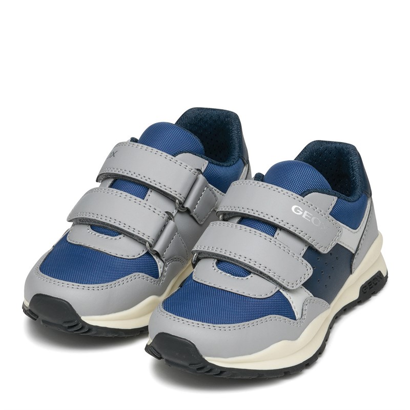 GEOX Junior Boys Pavel Double Strap Trainers Grey/Navy