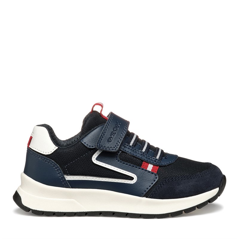 GEOX Junior Boys Briezee Single Strap Trainers Navy/Dark Red
