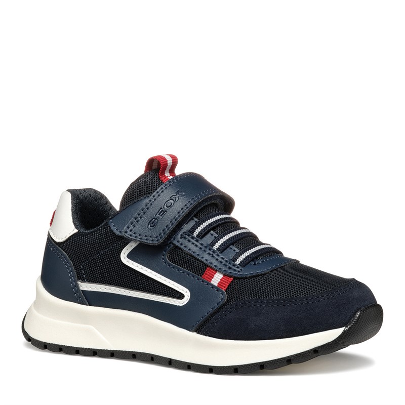 GEOX Junior Boys Briezee Single Strap Trainers Navy/Dark Red