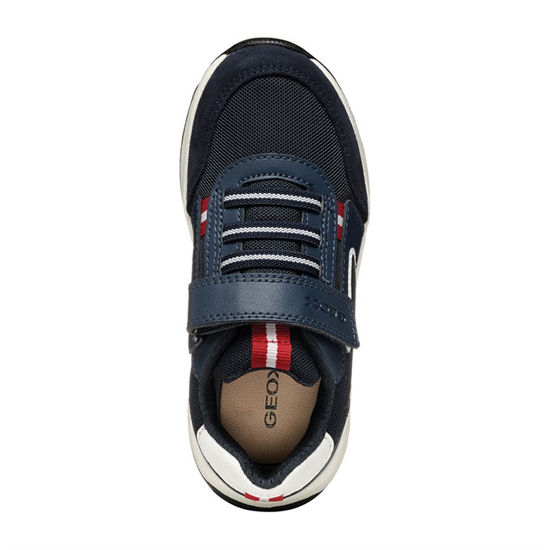 GEOX Junior Boys Briezee Single Strap Trainers Navy/Dark Red