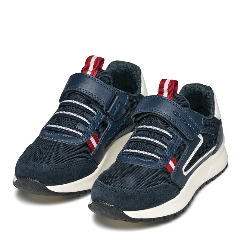 GEOX Junior Boys Briezee Single Strap Trainers Navy/Dark Red