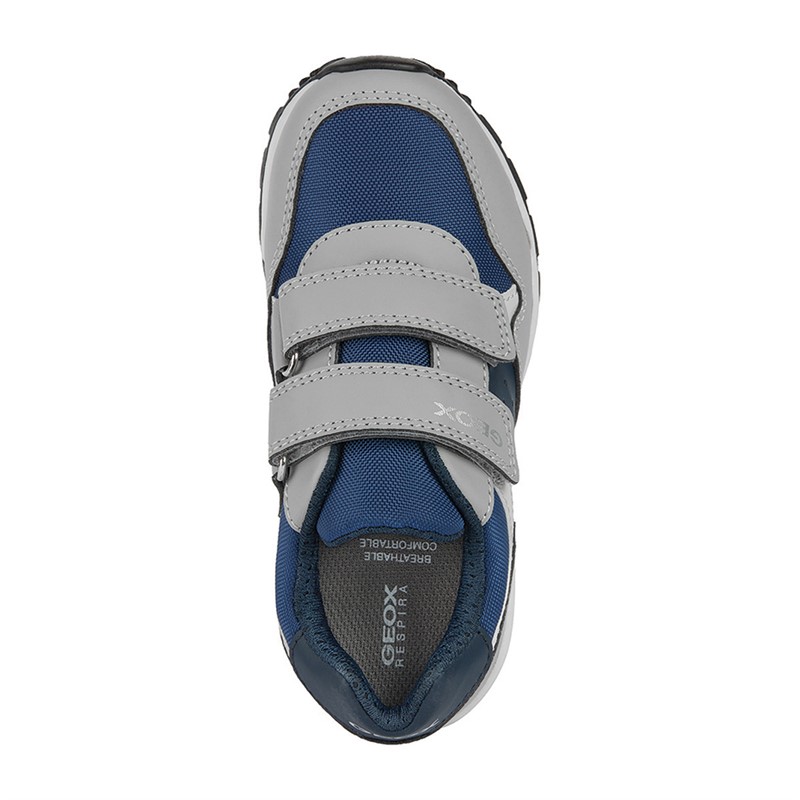 GEOX Boys Pavel Double Strap Trainers Grey/Navy
