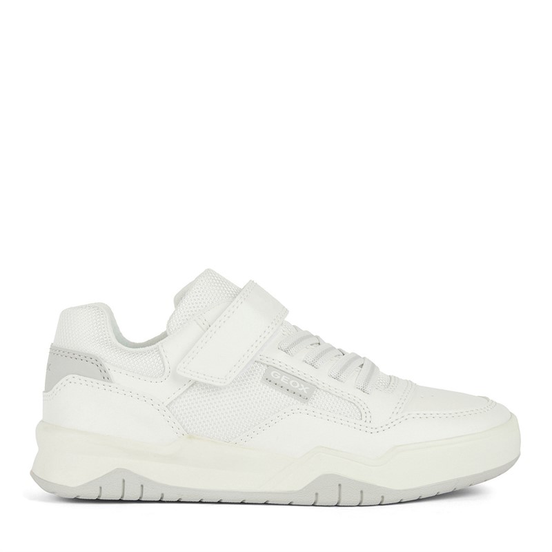 GEOX Junior Boys Perth Single Strap Trainers White/Light Grey - Size 35