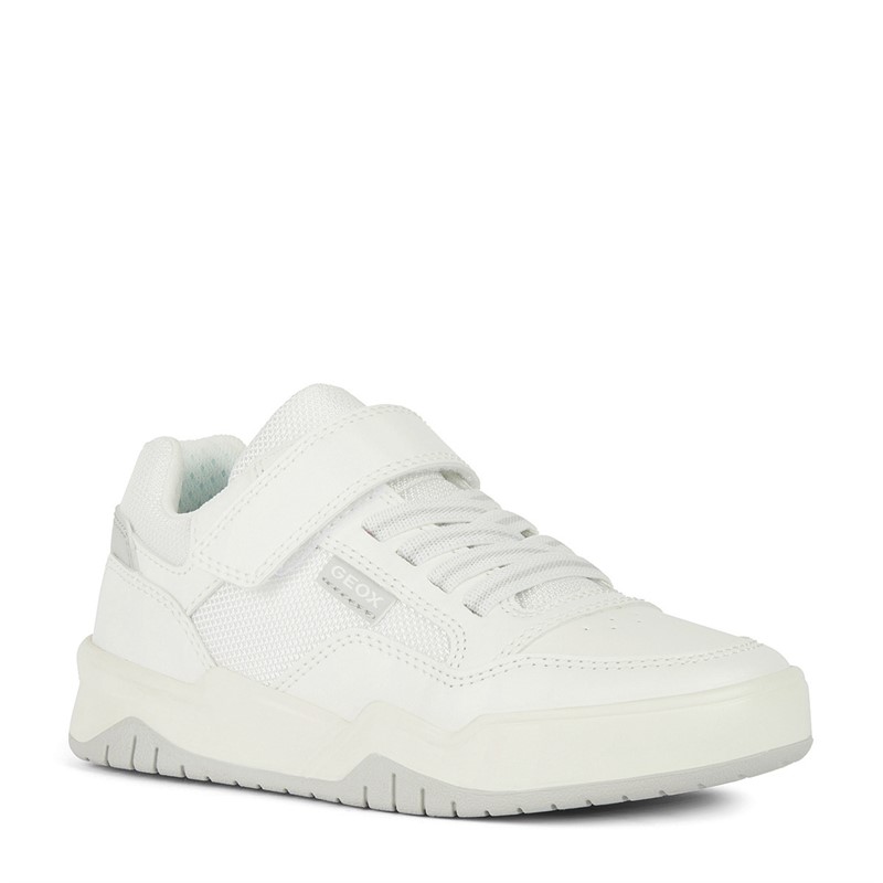 GEOX Junior Boys Perth Single Strap Trainers White/Light Grey