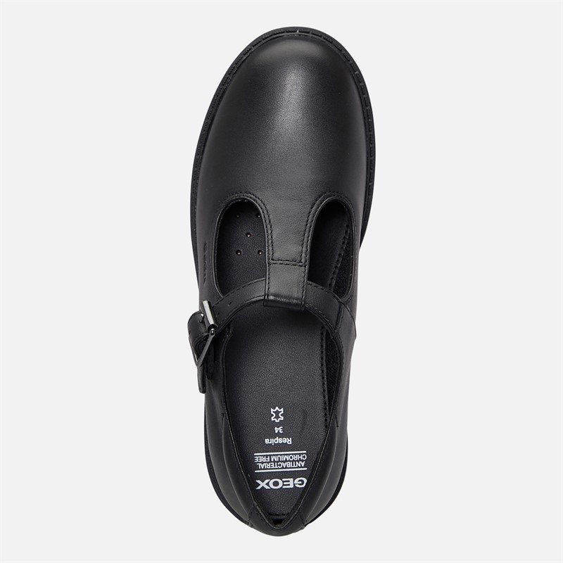 GEOX Junior Girls Casey Chunky T-Bar Shoes Black