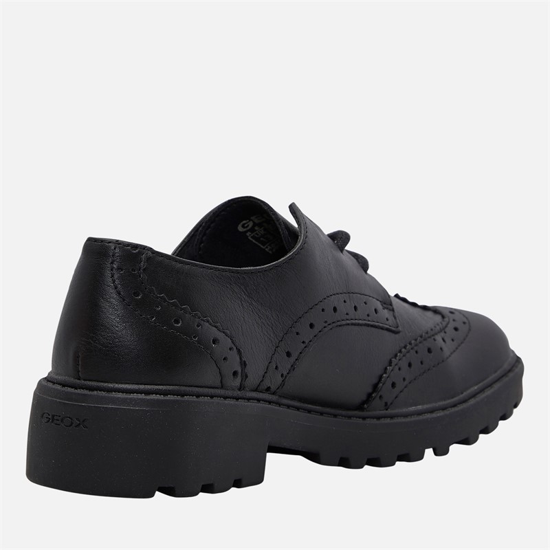 GEOX Junior Girls Casey Chunky Brogue Shoes Black