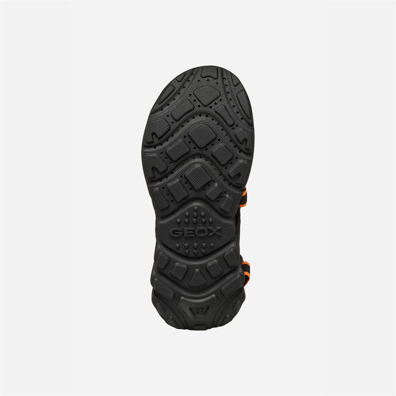 GEOX Junior Boys Airadyum Ankle Strap Sandals Black/Orange