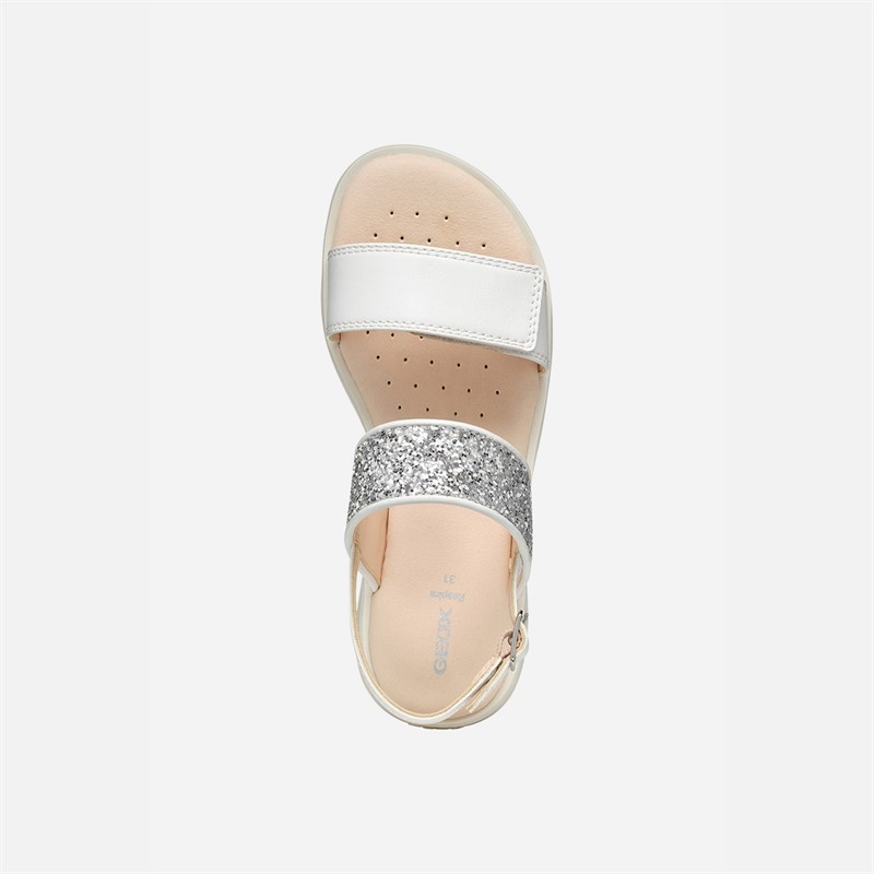 GEOX Junior Girls Coralie Sandals White/Light Silver White/Lt Silver