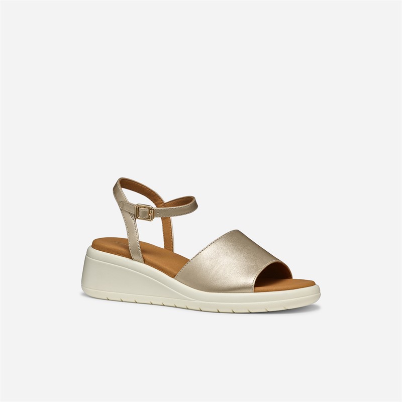 GEOX Womens Meliconia Wedge Sandals Light Gold Lt Gold