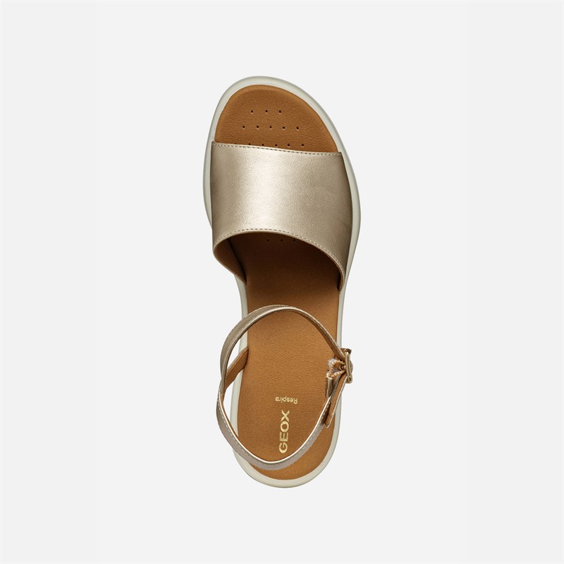 GEOX Womens Meliconia Wedge Sandals Light Gold Lt Gold