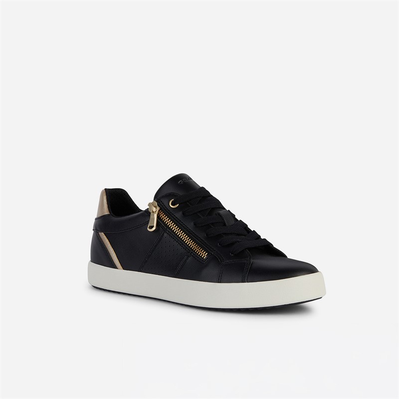 GEOX Womens Bloomie Trainers Black/Light Gold Black/Lt Gold