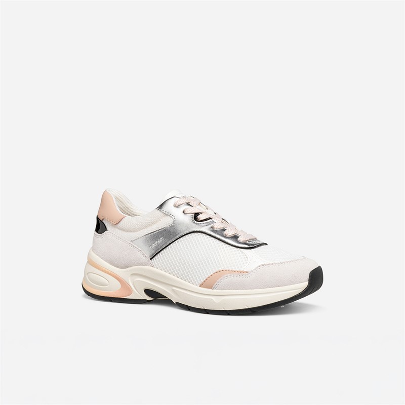 GEOX Womens Zarvia Trainers White/Silver