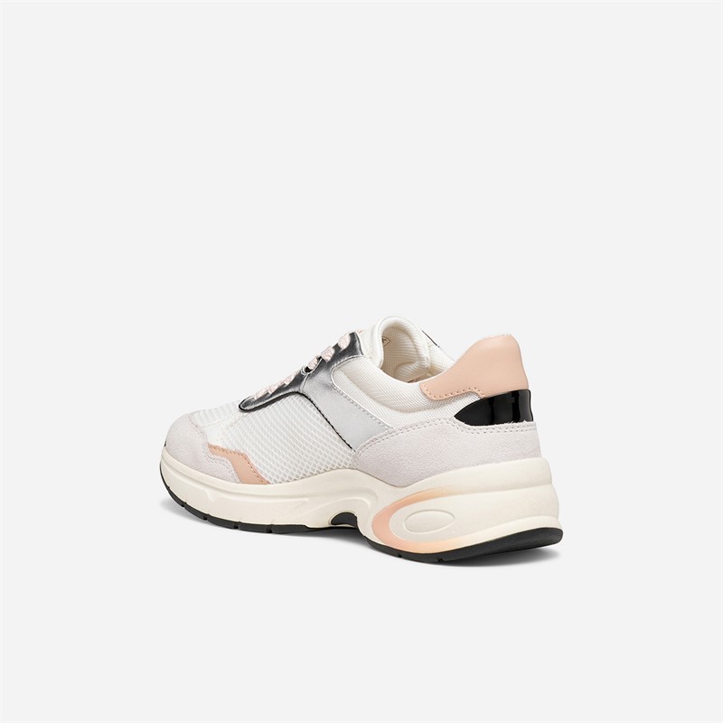GEOX Womens Zarvia Trainers White/Silver