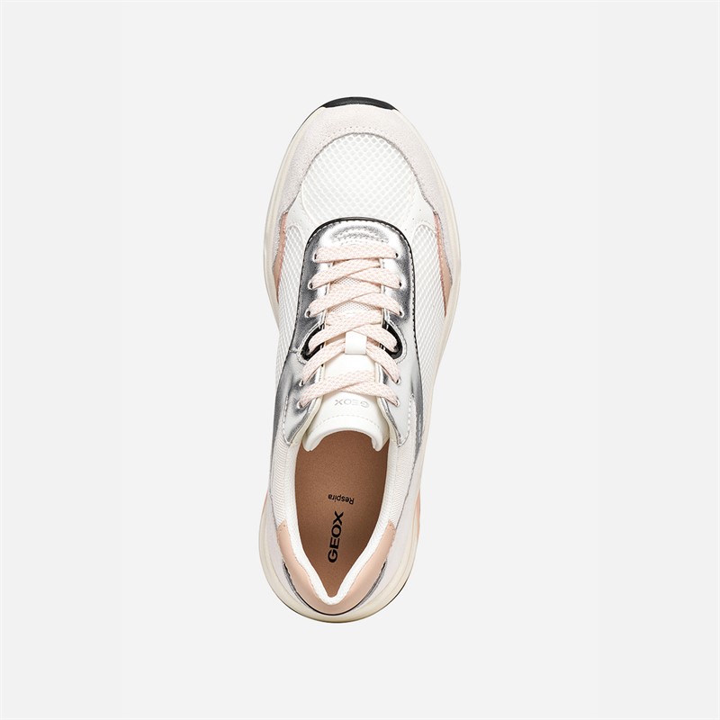 GEOX Womens Zarvia Trainers White/Silver