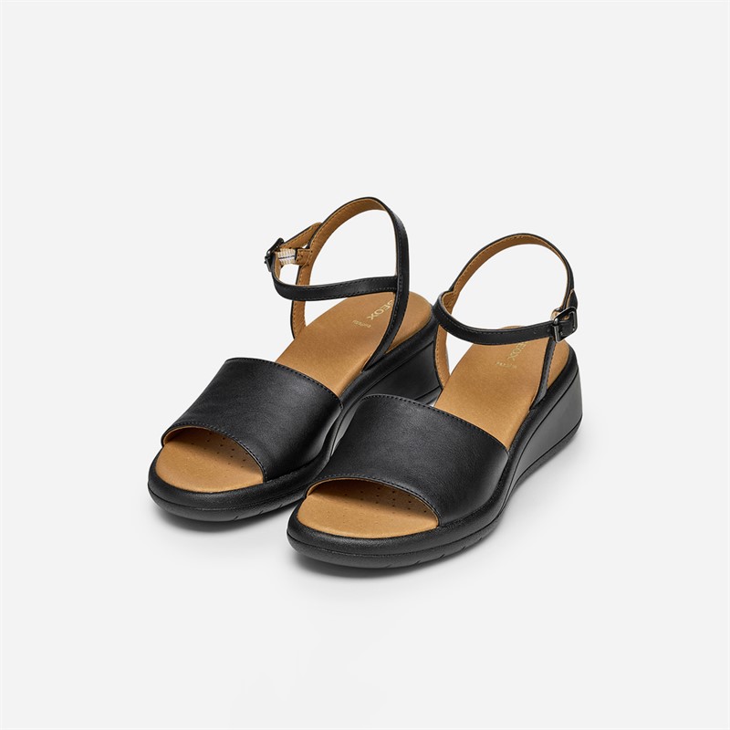 GEOX Womens Meliconia Wedge Sandals Black