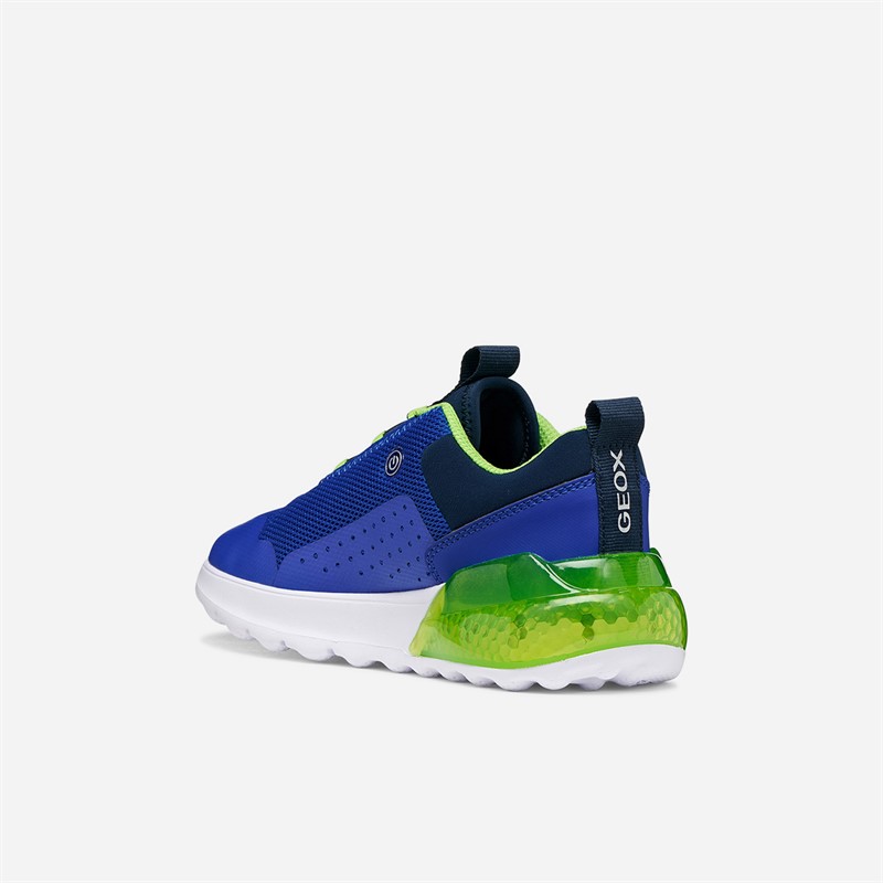 GEOX Boys Activart Illuminus Light Up Trainers Royal/Green