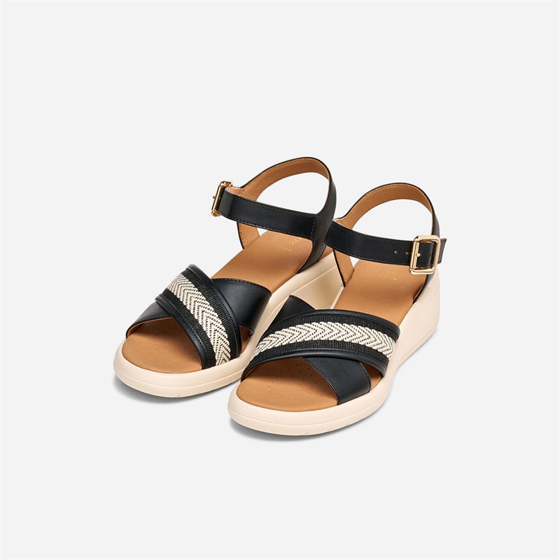 GEOX Womens Meliconia Wedge Sandals Black