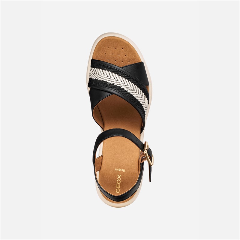 GEOX Womens Meliconia Wedge Sandals Black