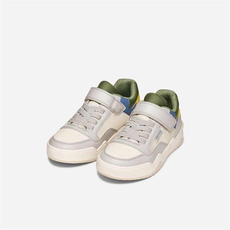 GEOX Junior Boys Perth Trainers Light Grey/Green Lt Grey/Green